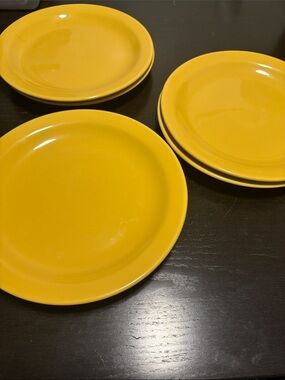 Rare! Vintage Oxford “Gres” (ceramic) Brazilian Bright Yellow Dinner Plate Set